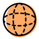 Three-dimensional round shape figure with hidden lines icon