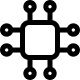 Microchip with mini transistors isolated on a white background icon