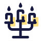 Candelabro de três velas de luz icon