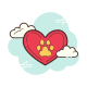 Heart with dog paw icon