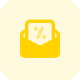 Mail earning pecentage earned in an envelope icon