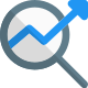 Market research with magnify glass and line graph icon