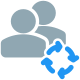 Employee rotational shift work procedure with loop arrows layout icon