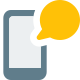 Mobile chatting on instant messenger having speech bubble icon