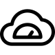 Rate of transfer speed gauge on a cloud server network icon