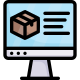 Computer with box delivery icon