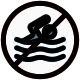 No swimming zone warning at beach sign post icon