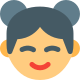 Chinese woman face avatar with happy emotions icon