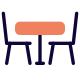 Restaurant table with chairs for two is vacated icon
