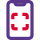 Scanning feature available on modern smartphone layout icon