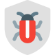 Shield against system software bug logotype layout icon