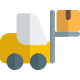 Heavy material handling forklift vehicle with box up icon