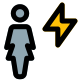 Businesswoman with a flash layout isolated on a white background icon