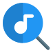 Magnifying glass Logotype for searching music online icon