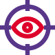 Live target of audience for web traffic with eye on crosshair icon