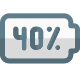 Fourty percent charged logotype isolated on white background icon