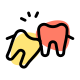 Old age weak tooth begin removed in dental care icon