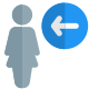 Businesswoman with a left direction arrow indication icon