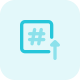 Social media hashtag with up arrow isolated on a white background icon