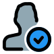 Check mark on a natural user for authentication and approval icon