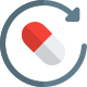 Pill reminder with a loop Arrow isolated on a white background icon