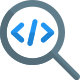 Search programming software with magnification glass logotype icon