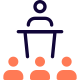 Team leader with co-workers in a conference icon