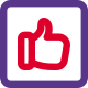 Thumbs up gesture in square, social media button. icon