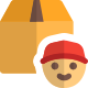 Delivery agent face logotype with logistic delivery box icon