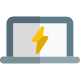 Laptop power indicator of bolt logotype layout icon