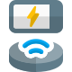 Round charging wireless dock with smartphone layout icon