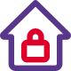 Padlock with home logotype with a concept of home security icon