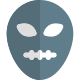 Alien Head with mouth stitched isolated on white background icon