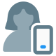 Single female user using web messenger on a smartphone icon