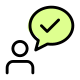 Party member with correct sign under speech bubble icon