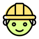 Construction worker face emoticon with safety helmet icon