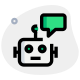 Advanced robot with a internal service message chat bubble isolated on a white background icon