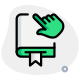 Hand finger cursor over a digital book isolated on a white background icon