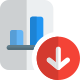 Bar chart report download down symbol isolated on white background icon