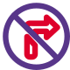 Do not turn right side with Traffic sign board crossed icon