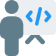 Planning a new software programing strategy presentation icon