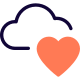 Favorite cloud location for storage with heart shape icon