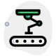 Industrial robot with conveyor belt isolated on a white background icon