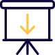 White board with downwards direction arrow layout icon