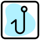 Fishing hook logotype as an indication for fishing point icon