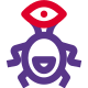 One eyed alien with twisted limbs layout icon