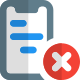 Delete content in a smartphone with crossed logotype icon