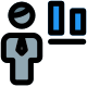 Button alignment of a word document for an businessman to adjust icon