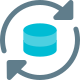 Syncing of database server with the loop arrows isolated on a white background icon