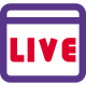 Live streaming option available on a web browser icon